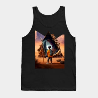 Wonderment a Time Travel Odyssey: A Journey to a Dystopian Future on a Dark Background Tank Top